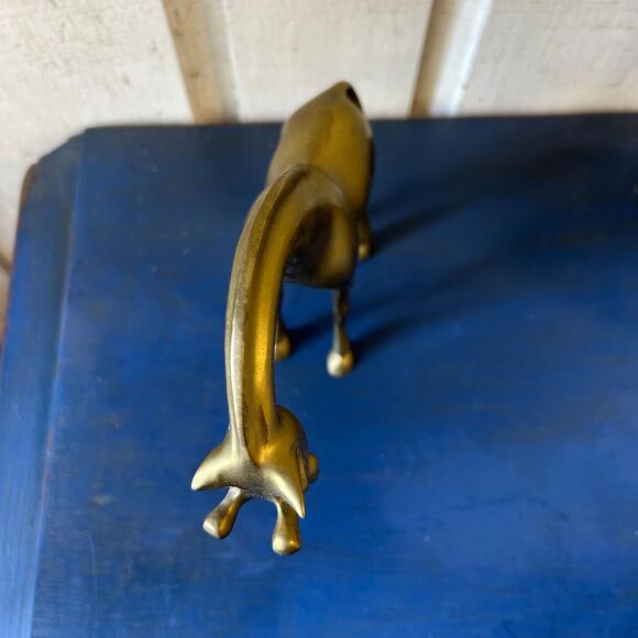 Vintage Solid Brass Giraffe Figurine Taiwan, Animal Statue, Heavy Brass - Picture 6 of 7